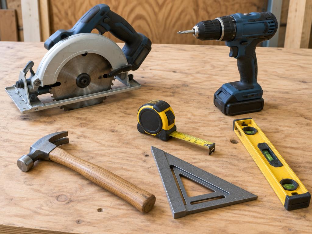 Diagram of common carpentry tools